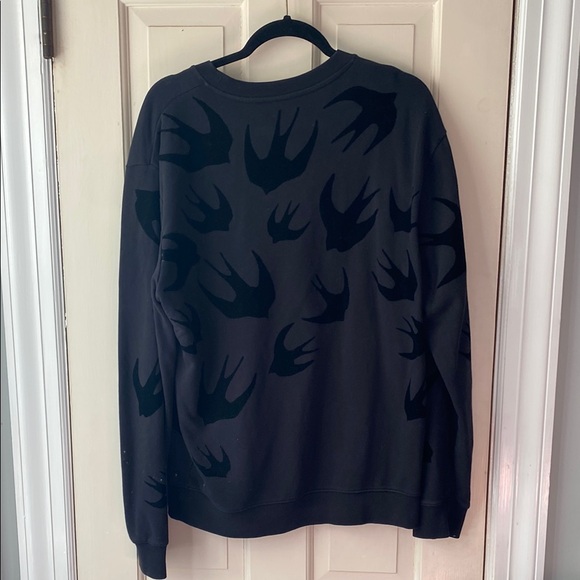 Men's Black Crewneck Sweater with Bird Design - Picture 3 of 3